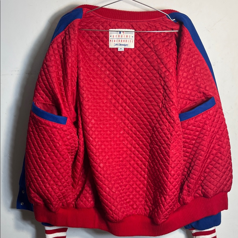 MLB Chicago Cubs JH Design Wool Blend USA Jacket With Embroided Logos Blue - Picture 10 of 14